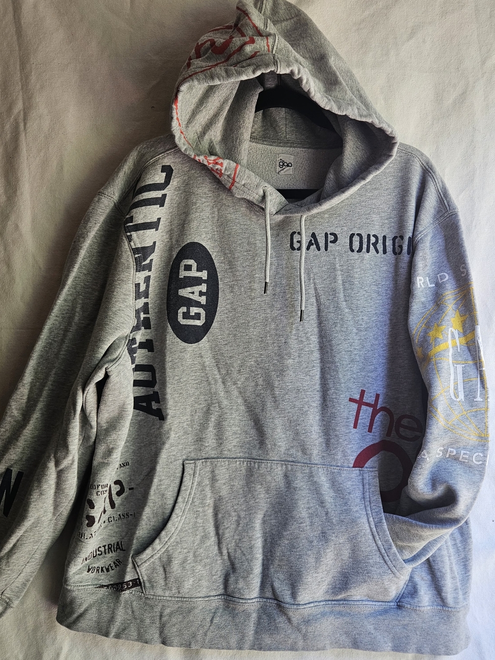 GAP Originals Gray Graphic Hoodie Men's XL